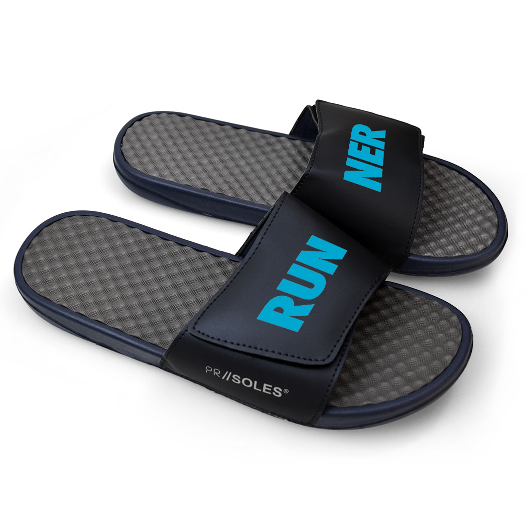 navy slide sandals