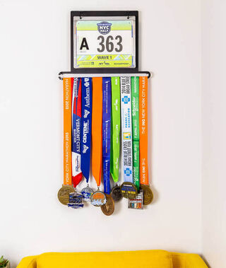 Cosmos Race Medal Wall Mount Display Holder Acrylic Running Bib Hanger Race  Bibs Board Medal Wall Rack with 20 Pcs Vinyl Sleeves for Sports Marathon