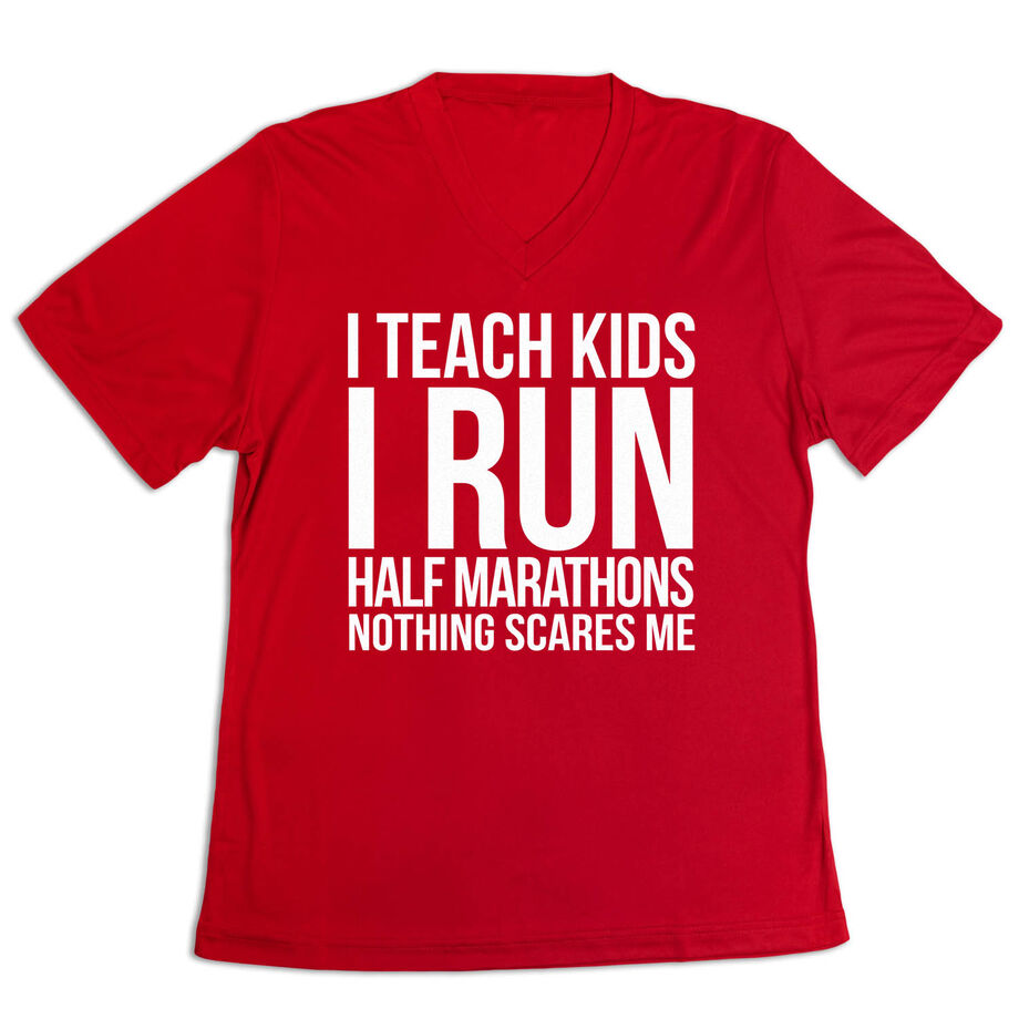 Women's Short Sleeve Tech Tee - I Teach Kids I Run Half Marathons