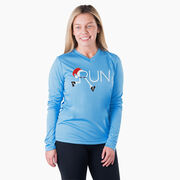 Women's Long Sleeve Tech Tee - Let's Run For Christmas