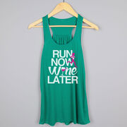 Flowy Racerback Tank Top - Run Now Wine Later (Bold)