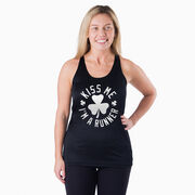 Women's Racerback Performance Tank Top - Kiss Me I am a Runner Shamrock