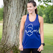Women's Racerback Performance Tank Top - Santa Run Face