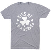 Running Short Sleeve T-Shirt - Kiss Me I am a Runner Shamrock