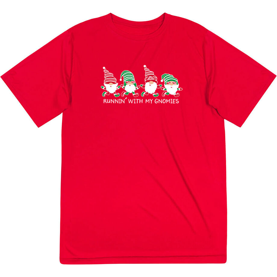 Men's Running Short Sleeve Performance Tee - Runnin' With My Gnomies - Christmas