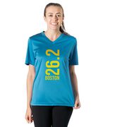 Women's Short Sleeve Tech Tee - Boston 26.2 Vertical