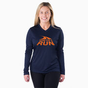 Women's Long Sleeve Tech Tee - Gone For A Run&reg; Logo (Orange)