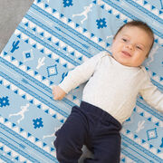 Running Baby Blanket - Running Guy Tribal Pattern