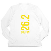 Women's Long Sleeve Tech Tee - Boston 26.2 Vertical