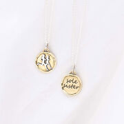 Livia Collection Brass and Sterling Silver Sole Sister Token Necklace