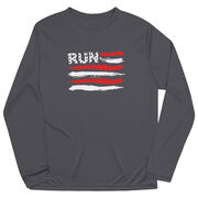 Men's Running Long Sleeve Performance Tee - Run For The Red White and Blue