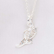 Sterling Silver Runner Winged Foot Necklace