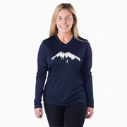 Women's Long Sleeve Tech Tee - Trail Runner in the Mountains