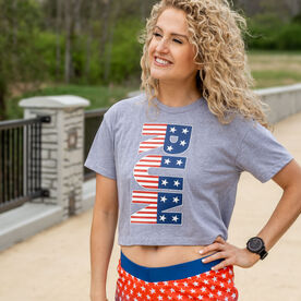 Running Short Sleeve Crop Tee - Patriotic Run