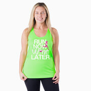 Women's Racerback Performance Tank Top - Run Now Wine Later (Bold)