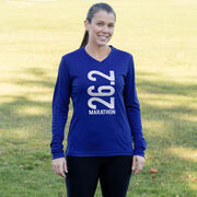 Women's Long Sleeve Tech Tee - 26.2 Marathon Vertical