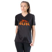 Women's Short Sleeve Tech Tee - Gone For A Run&reg; Logo (Orange)