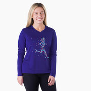 Women's Long Sleeve Tech Tee - Patriotic Runner Girl