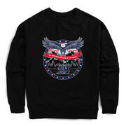 Running Raglan Crew Neck Sweatshirt - We Run Free Because Of The Brave [Adult Medium/Black] - SS