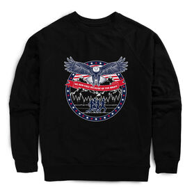 Running Raglan Crew Neck Sweatshirt - We Run Free Because Of The Brave [Adult Medium/Black] - SS