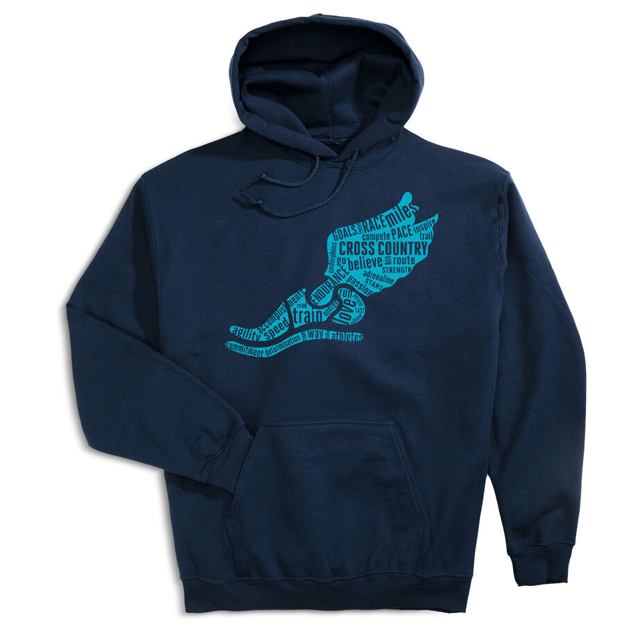 Cross Country Hooded Sweatshirt - Winged Foot Inspirational Words