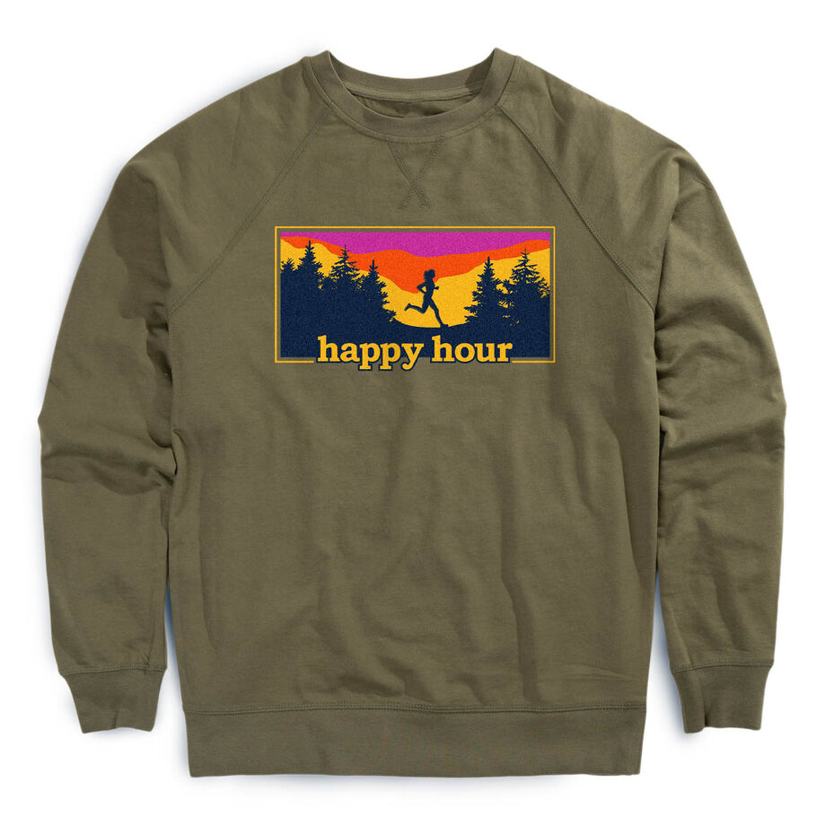 Running Raglan Crew Neck Pullover - Happy Hour