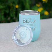 Running Stainless Steel Wine Tumbler - She Believed She Could So She Did