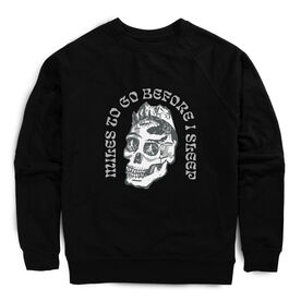 Running Raglan Crew Neck Pullover - Miles To Go Before I Sleep - Skull