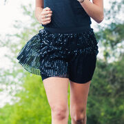 Running Costume Skirt - Black Glitter Sequined