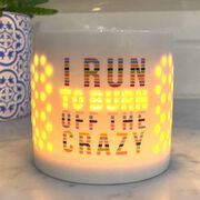 Soleil Home™ Running Porcelain Candle Holder - I Run To Burn Off The Crazy