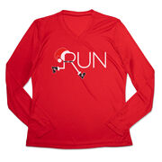 Women's Long Sleeve Tech Tee - Let's Run For Christmas