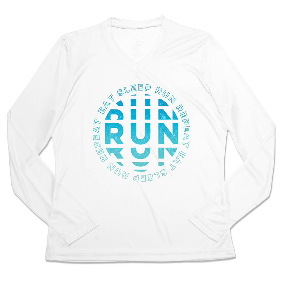 Women's Long Sleeve Tech Tee - Eat Sleep Run Repeat