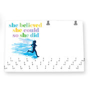 Running Large Hooked on Medals and Bib Hanger - She Believed She Could