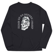 Men's Running Long Sleeve Performance Tee - Miles To Go Before I Sleep - Skull