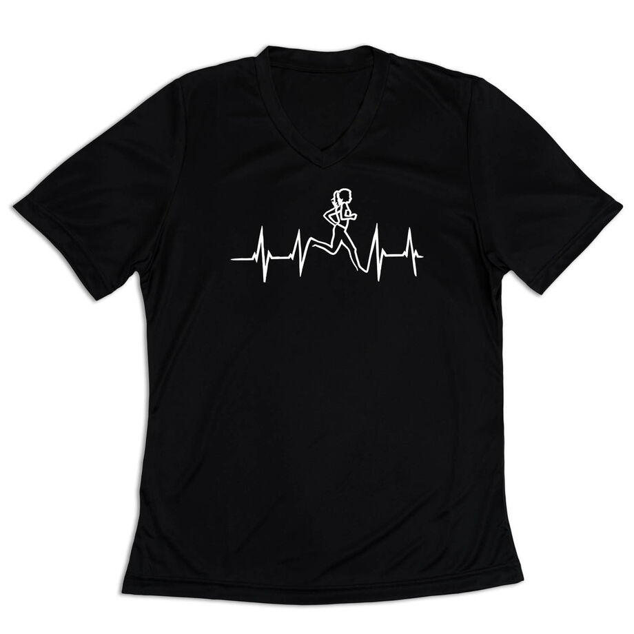 Women's Short Sleeve Tech Tee - Heart Beat Female Runner
