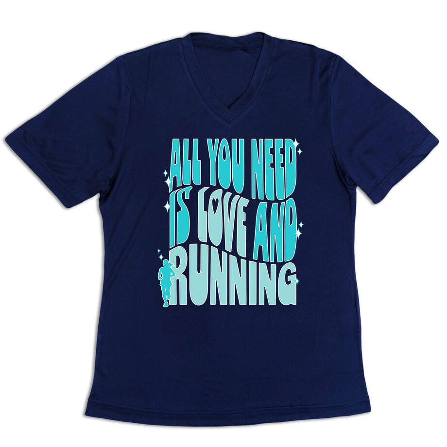 Women's Short Sleeve Tech Tee - All You Need is Love and Running