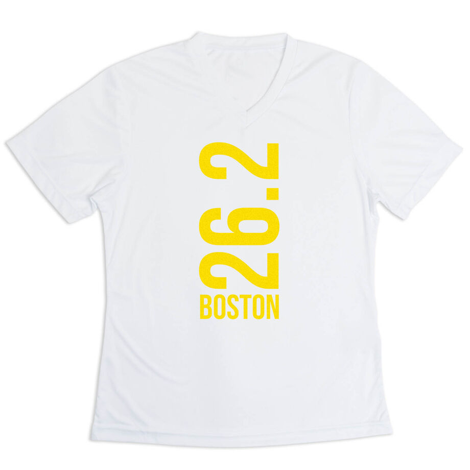 Women's Short Sleeve Tech Tee - Boston 26.2 Vertical