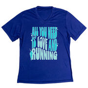 Women's Short Sleeve Tech Tee - All You Need is Love and Running