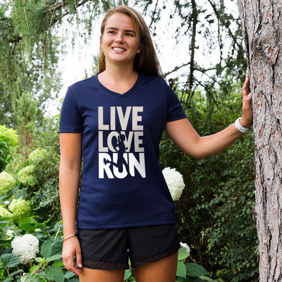Women S Running Short Sleeve Tech Tee Live Love Run Silhouette