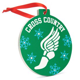 Cross Country Round Ceramic Ornament - Cross Country Winged Foot