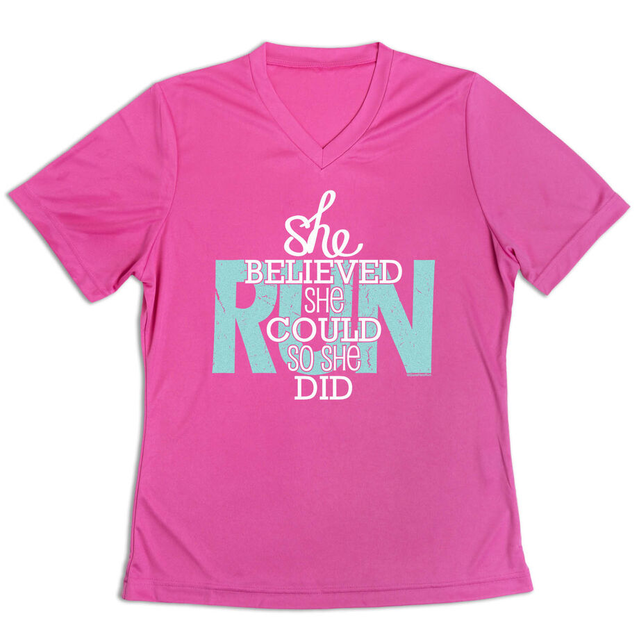 Women's Short Sleeve Tech Tee - She Believed She Could So She Did