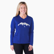 Women's Long Sleeve Tech Tee - Trail Runner in the Mountains