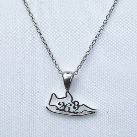 Sterling Silver 26.2 Shoe Necklace