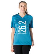 Women's Short Sleeve Tech Tee - 26.2 Marathon Vertical