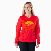 Women's Long Sleeve Tech Tee - Run Trails Sunset