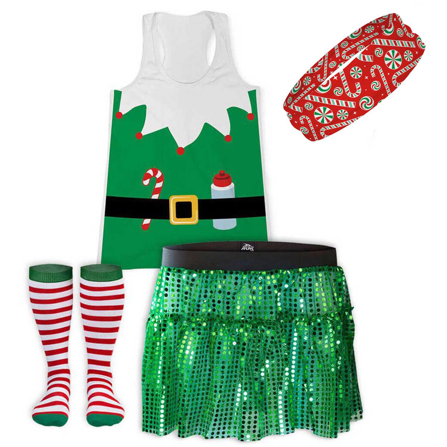 Sequined Elf Tutu Gone For a Run Holiday Running Costume Skirt 