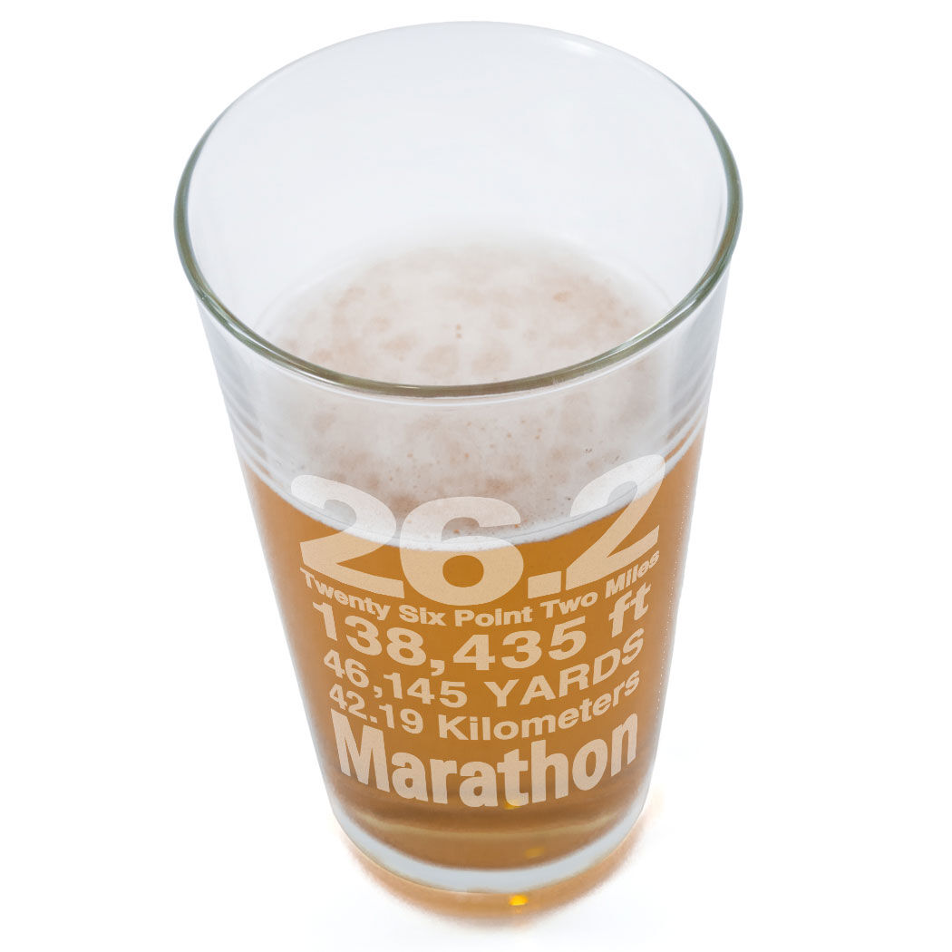 16 oz. 26.2 Math Miles Engraved Beer Pint Glass By Gone For a Run