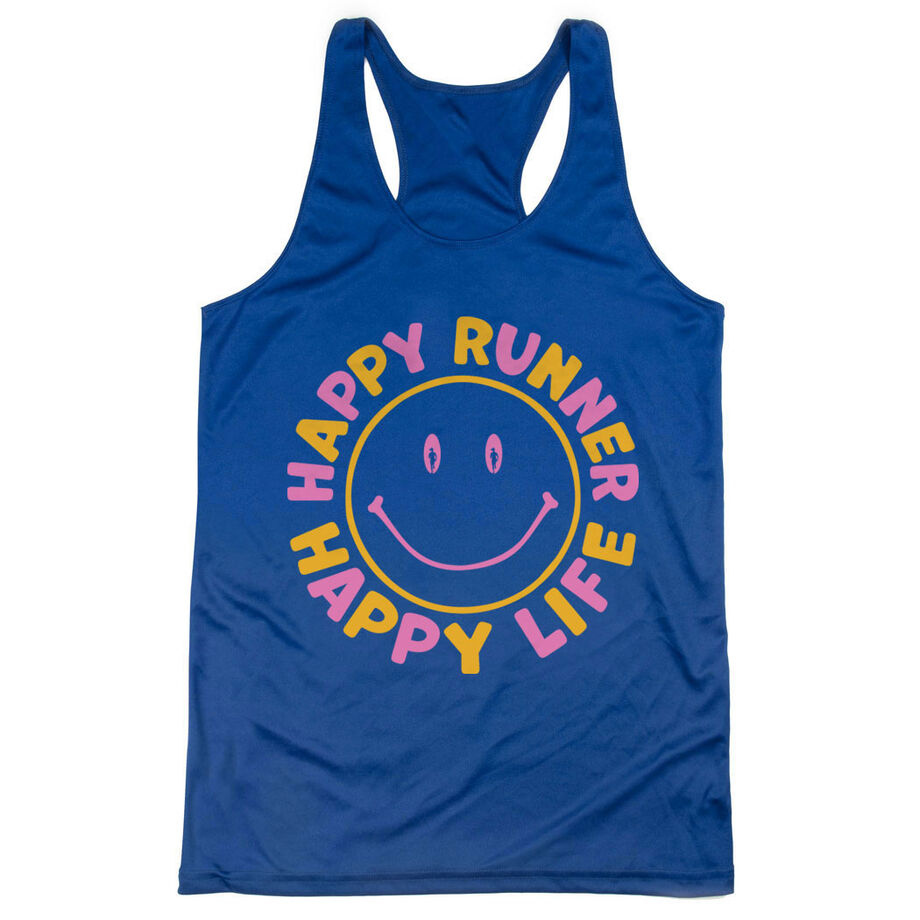 Women's Racerback Performance Tank Top - Happy Runner Happy Life