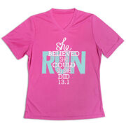 Women's Short Sleeve Tech Tee - She Believed She Could So She Did 13.1