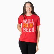 Running Short Sleeve T- Shirt - Will Run For Beer